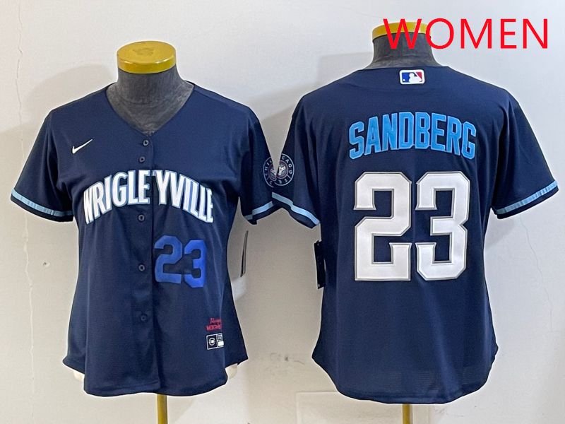 Women Chicago Cubs 23 Sandberg Blue City Edition Game 2025 Nike MLB Jersey style 5
